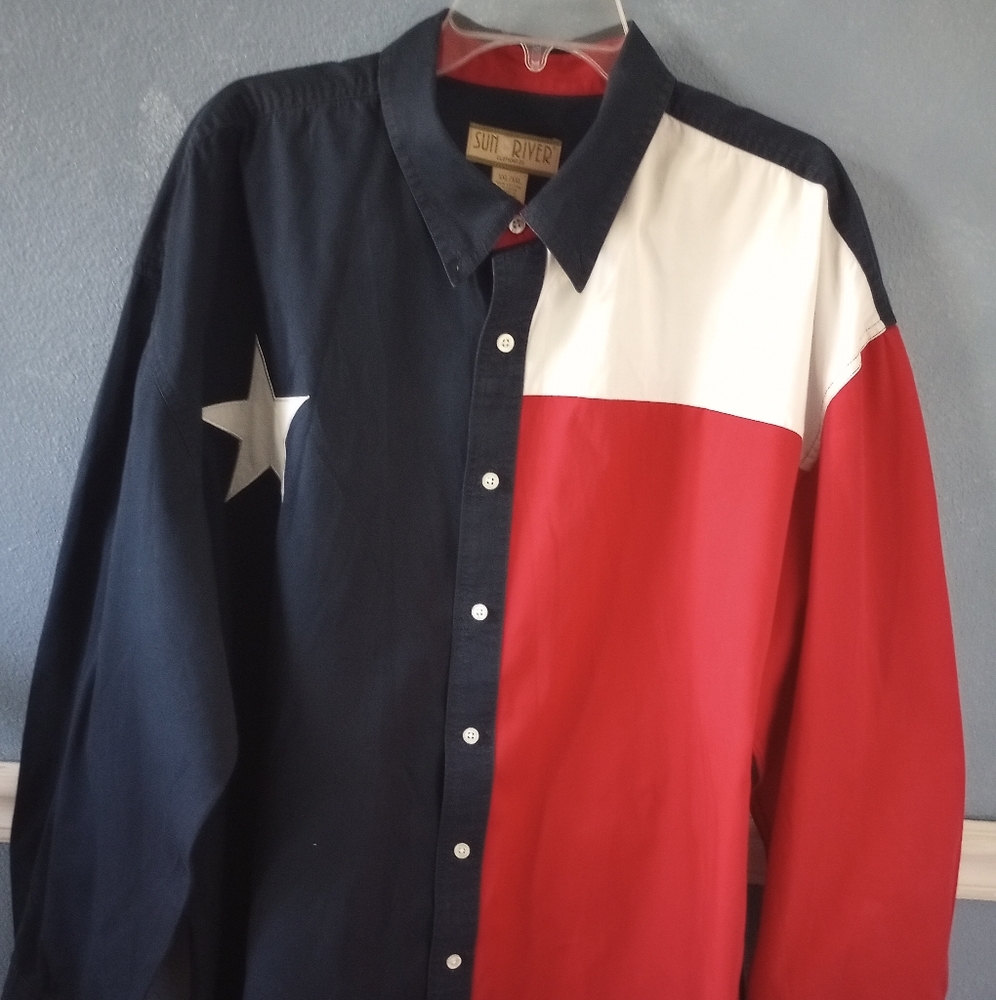 Sun River Clothing Co Red, White Blue Cowboy Man Shirt